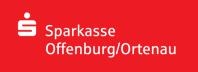 Roter Hintergrund, Schriftzug Sparkasse Offenburg/Ortenau in weiß, s mit i-Punkt als Logo der Sparkasse